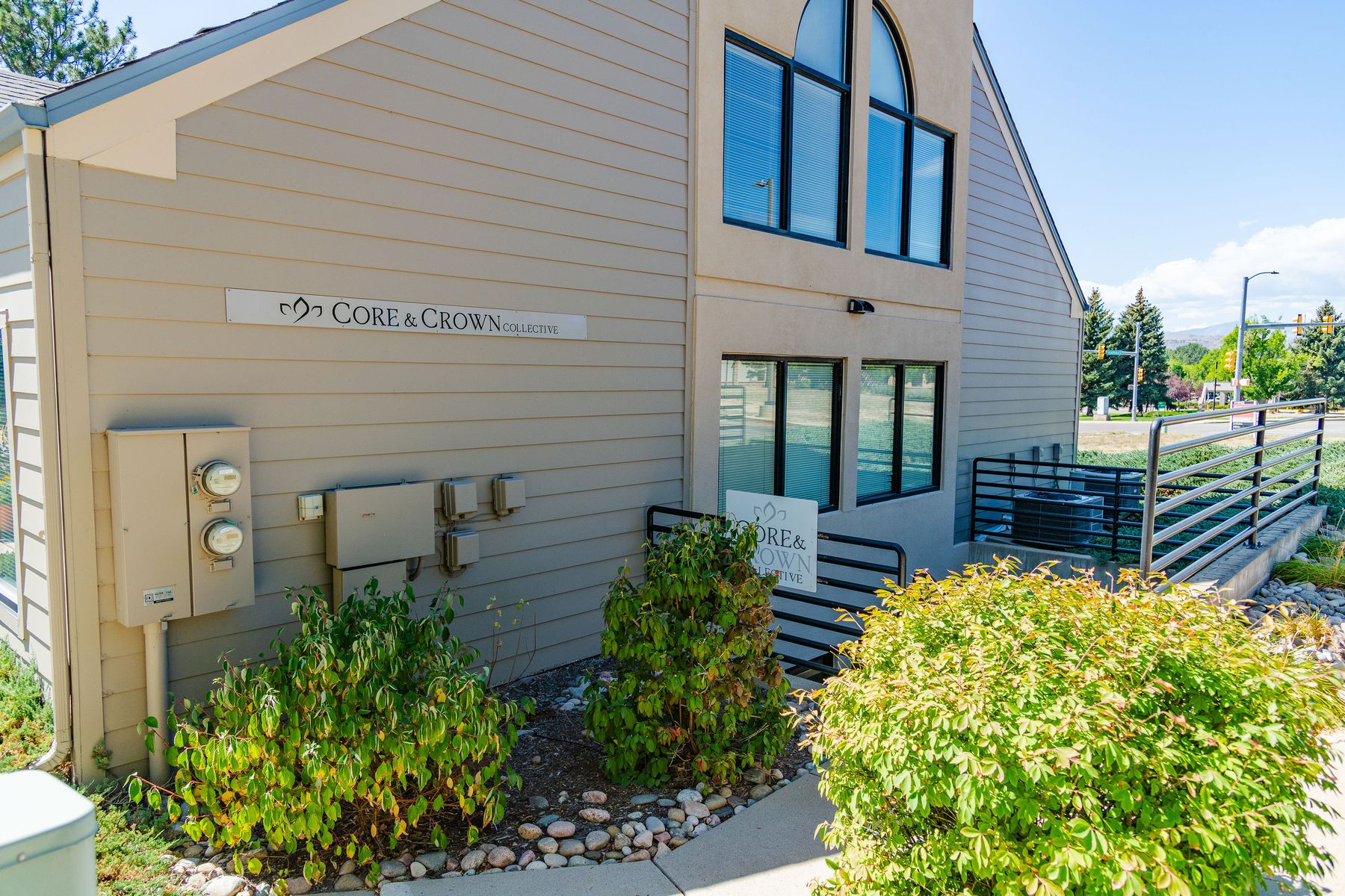 The Core & Crown Collective sign on the building at the Landings Complex, 300 Boardwalk Drive, Fort Collins